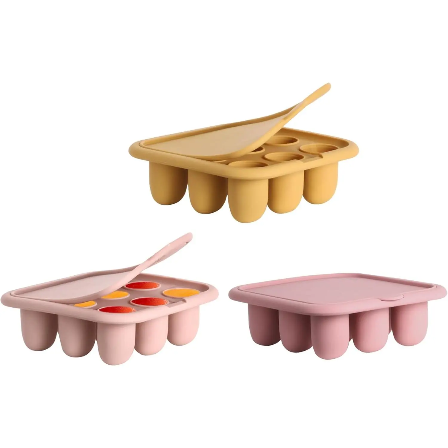 [Summer Essentials]Baby Food Freezer Tray Silicone Nibble Freezer Tray,Baby Fruit Food Feeder Teether,Breastmilk Popsicle Mold,Babies Breast Milk Teether Pop Maker Maker for Homemade Infant Meals-Pinkgift
