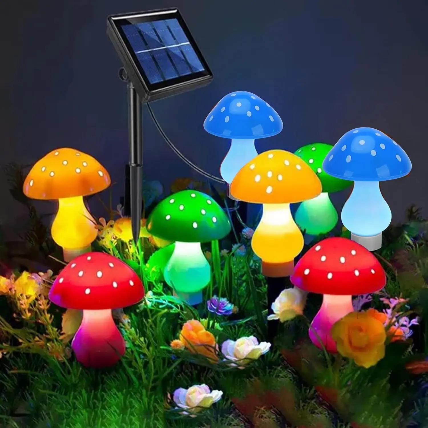 Outdoor Garden Path Lights, 8pcs Solar Illuminated Battery-Powered Mushroom Lamps, Pathway Lighting, 8 Modes, Ip44 Waterproof, Halloween Decor, Gift Idea, Outdoor Decorative Light