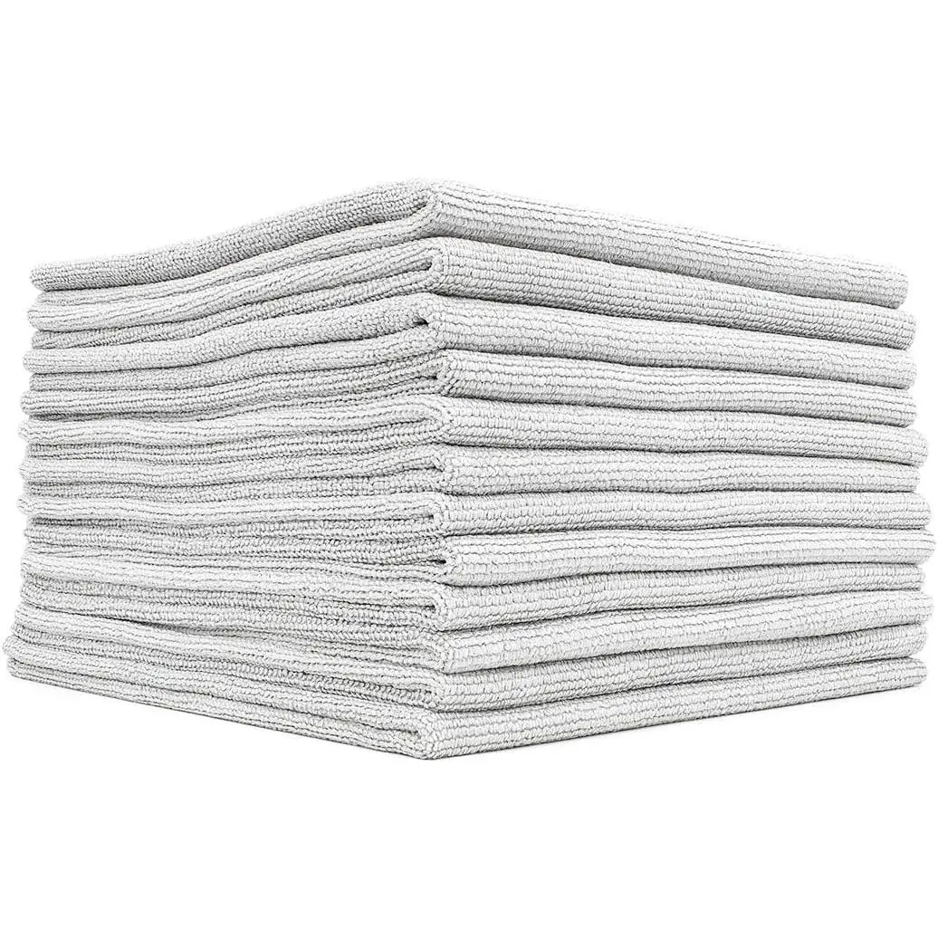 -  Edgeless  - Professional Microfiber Detailing Towel for Ceramic Coating, Leveling & Sealant Removal, Scratch-Free & Tagless, 320gsm, 16x16 inches, Ice Grey - 12-Pack