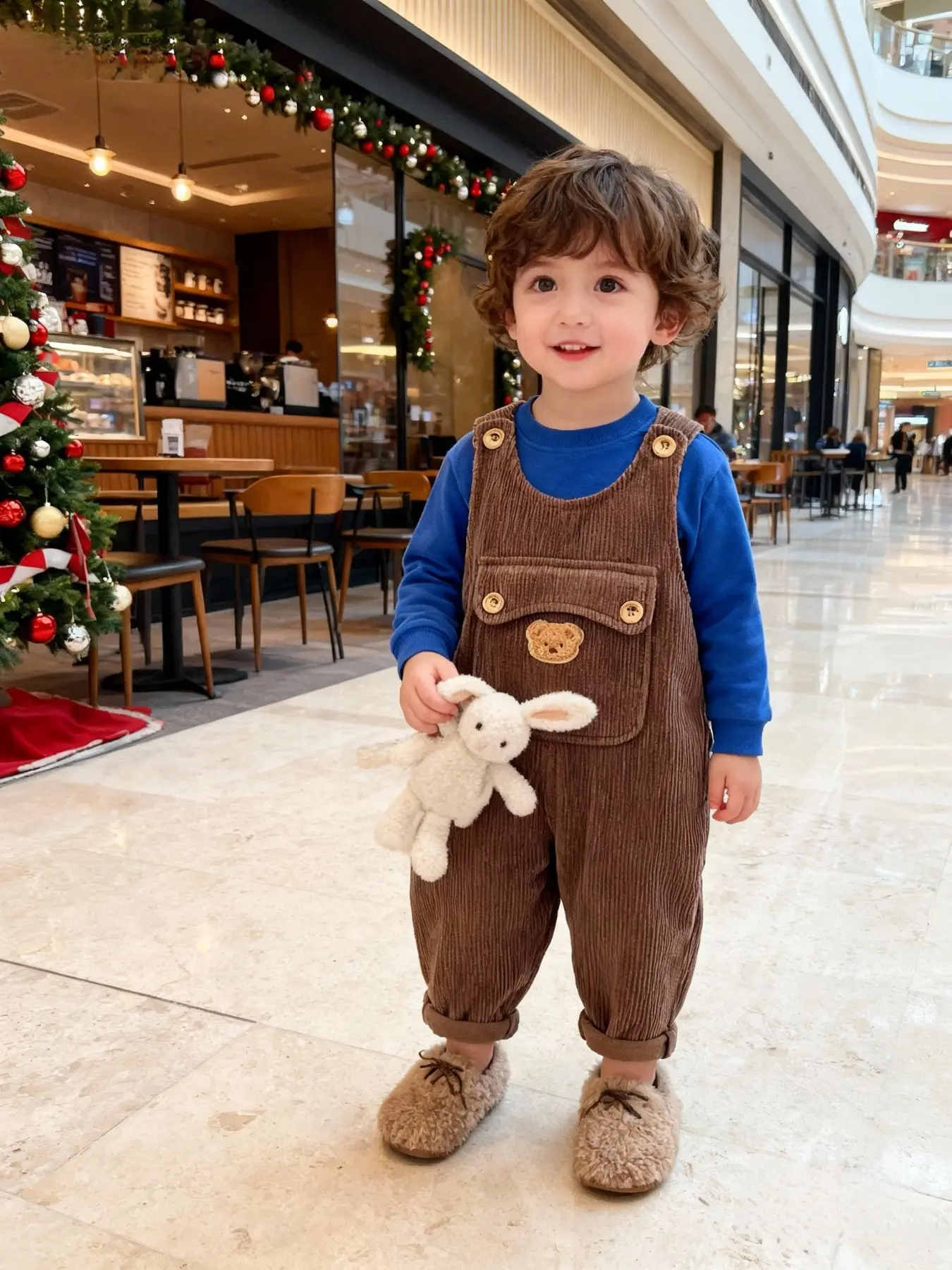 Boy Bear Pattern Button Adjustable Strap Pants Overalls, Infant Baby Boys' Long Pants with Adjustable Straps, Cute and Comfortable Design, Baby Boy Clothes