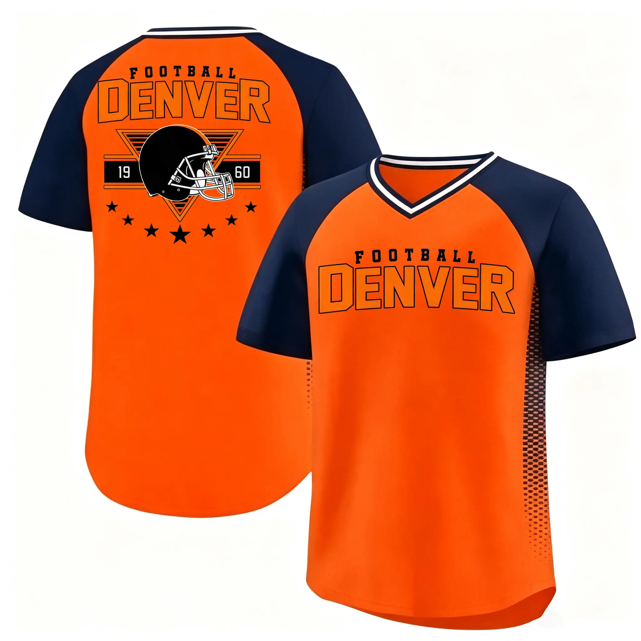 DENVER Vintage Retro Football City Shirts, Comfort V-Neck American Football T-Shirts, Game Day Touch Down Season Loose Fit Fan Tops # LooseSportsTees # FootballSupporter # RetroGameDay # FootballSeasonGear # CitySportsWear