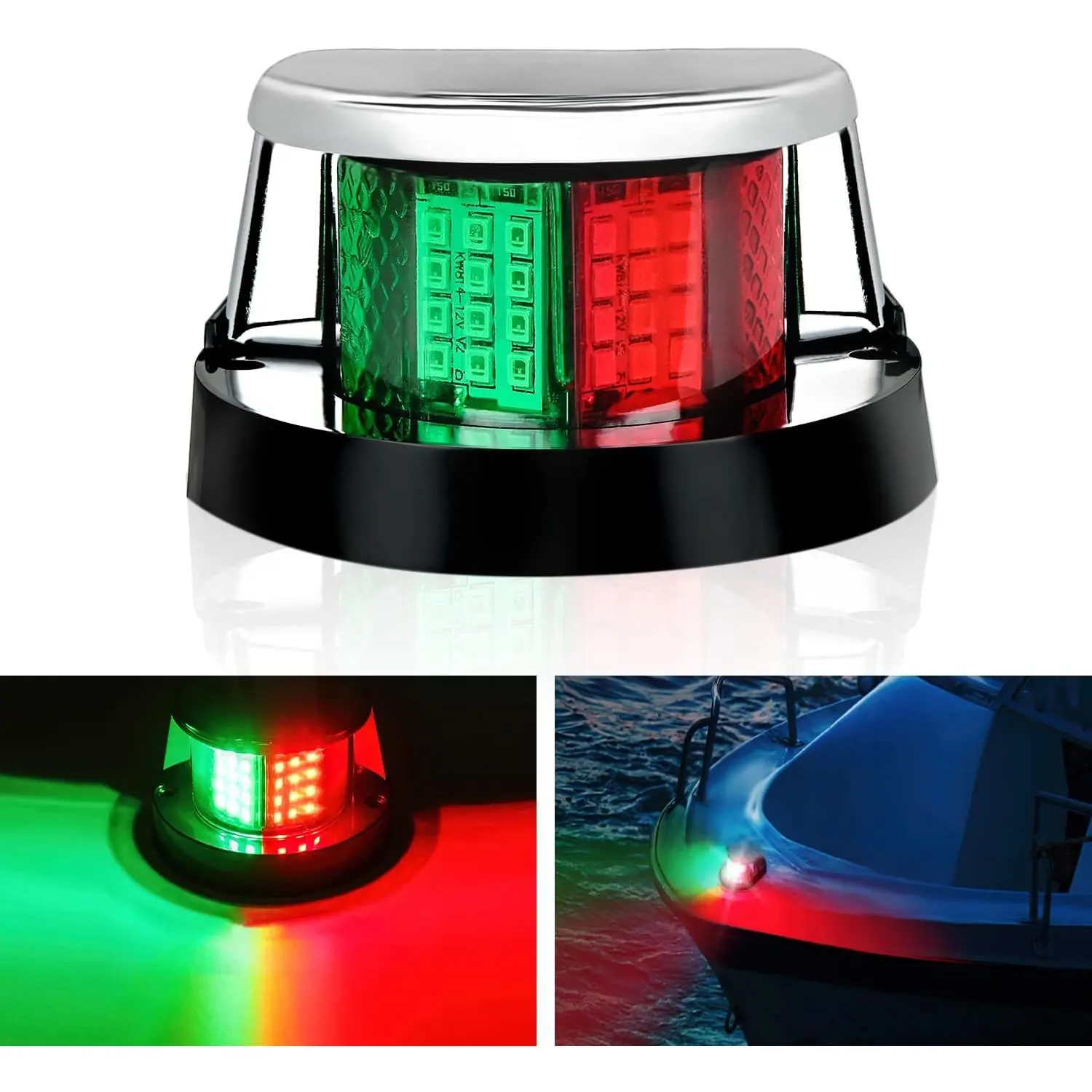 Nilight Marine Boat Navigation Light 24LED Red Green Signals Bow Lights | Port Starboard 12V Waterproof For Skeeter Yacht Pontoon Speedboat Sailboats Fishing Boats Indicators