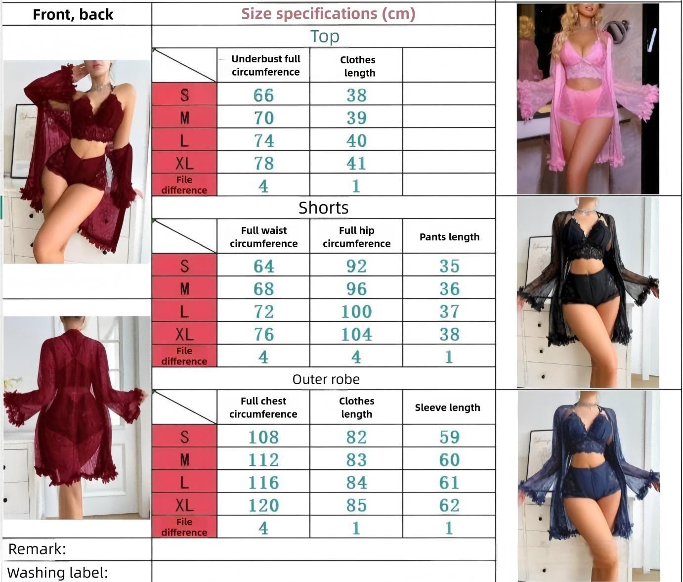 Product Name: Women's 3-Piece Lace Chemise Nightwear Set Description: Experience elegance and comfort with this romantic sleepwear ensemble, perfect for relaxing evenings at home. The set offers a stylish and cozy option for your nightly routine. Key Feat