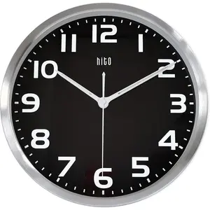 12 Inch Night Light Wall Clock  Operated Brightness Adjustable, Metal Frame, Glass Cover(Hands + Numbers Illuminate)