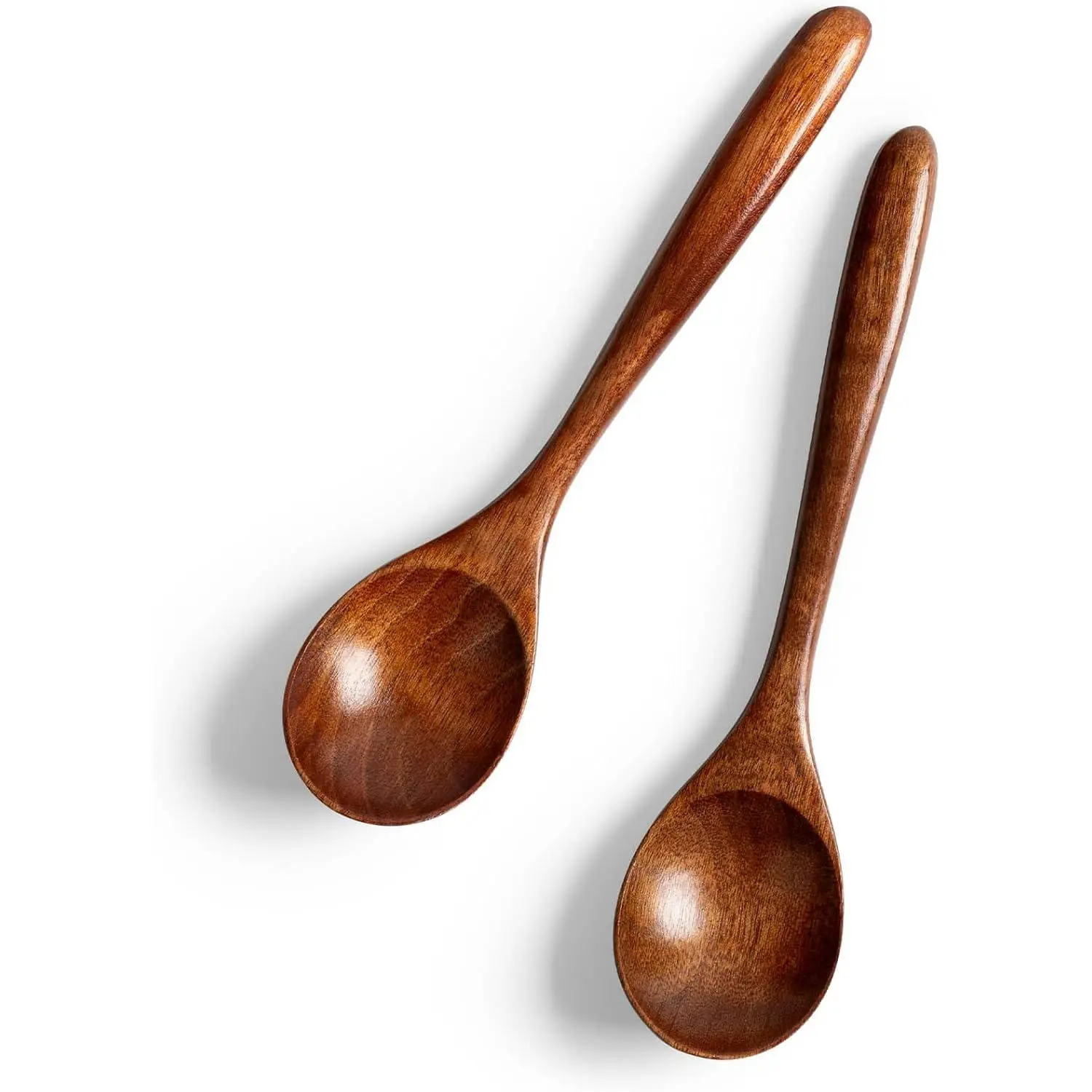 2 PCS 6.7 inch Small Wooden Spoons Unique Design Bamboo Teaspoons for Honey Tea Coffee Soup Eating Serving