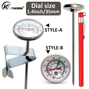 Stainless Steel Food Thermometer, 0-100°C/40-220°F, 1.4 Inch Pointer, Battery-Free, Ideal for Grilling, Cooking, Kitchen Use, Safety Certified