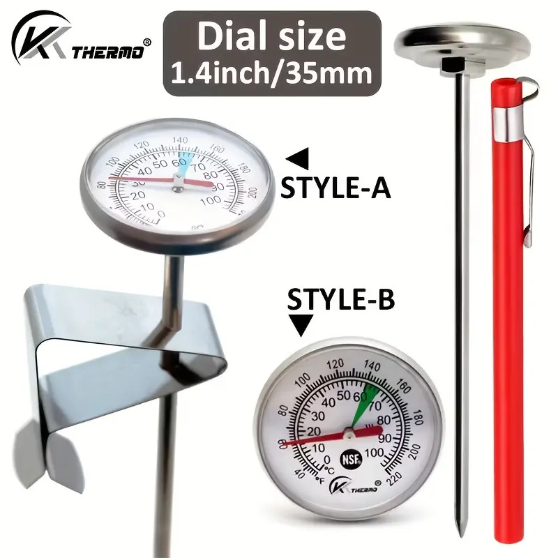 Stainless Steel Food Thermometer, 0-100°C/40-220°F, 1.4 Inch Pointer, Battery-Free, Ideal for Grilling, Cooking, Kitchen Use, Kitchen Gadgets, Safety Certified