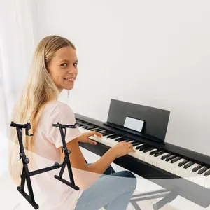Adjustable Z-Style Keyboard Stand – Heavy-Duty, Stable & Portable Piano Stand for 44-88 Key Electric Keyboards, Height & Width Adjustable, Black