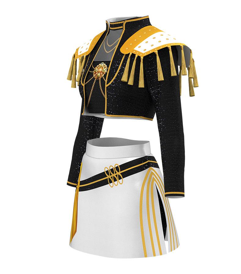 K-Pop Demon Slayer Cosplay Costume Anime Two-Dimensional Stage Performance Costume Zoe Rumi Cosplay Outfit KPop Demon Hunter Costume 2-Piece Set: Halloween Embroidered Jacket and Plaid Skirt, Dance Performance (All Patterns Are Printed) Womenswear Clothes