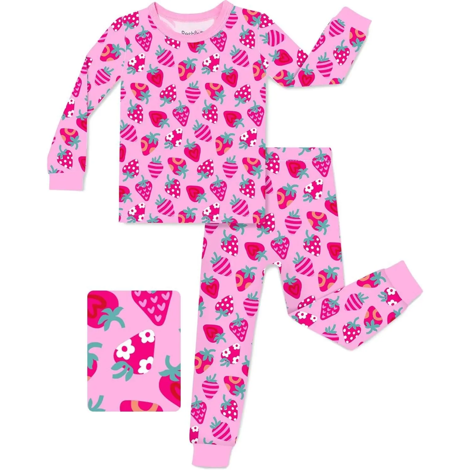 Bamboo Viscose Toddler Girls Kids Pajama Sets 12M-8Y Snug fit Long-Sleeve Softness Sleepwear Pjs 2pcs Jammies