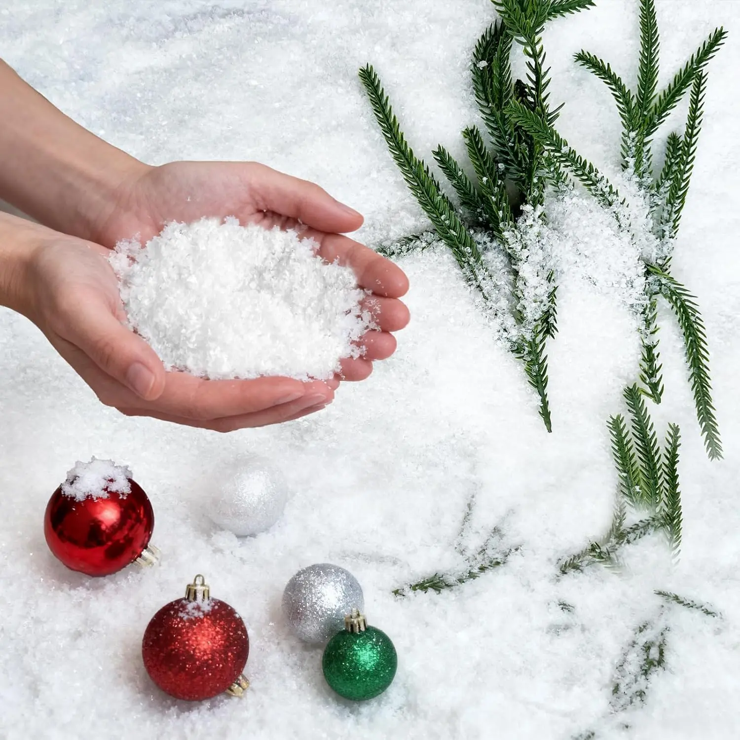 320g (12OZ) Artificial Snow Flakes & Faux Snow Decor for Christmas Tree Crafts Village Snowflake Decorations Nieve Artificial para Ábol de Navidad
