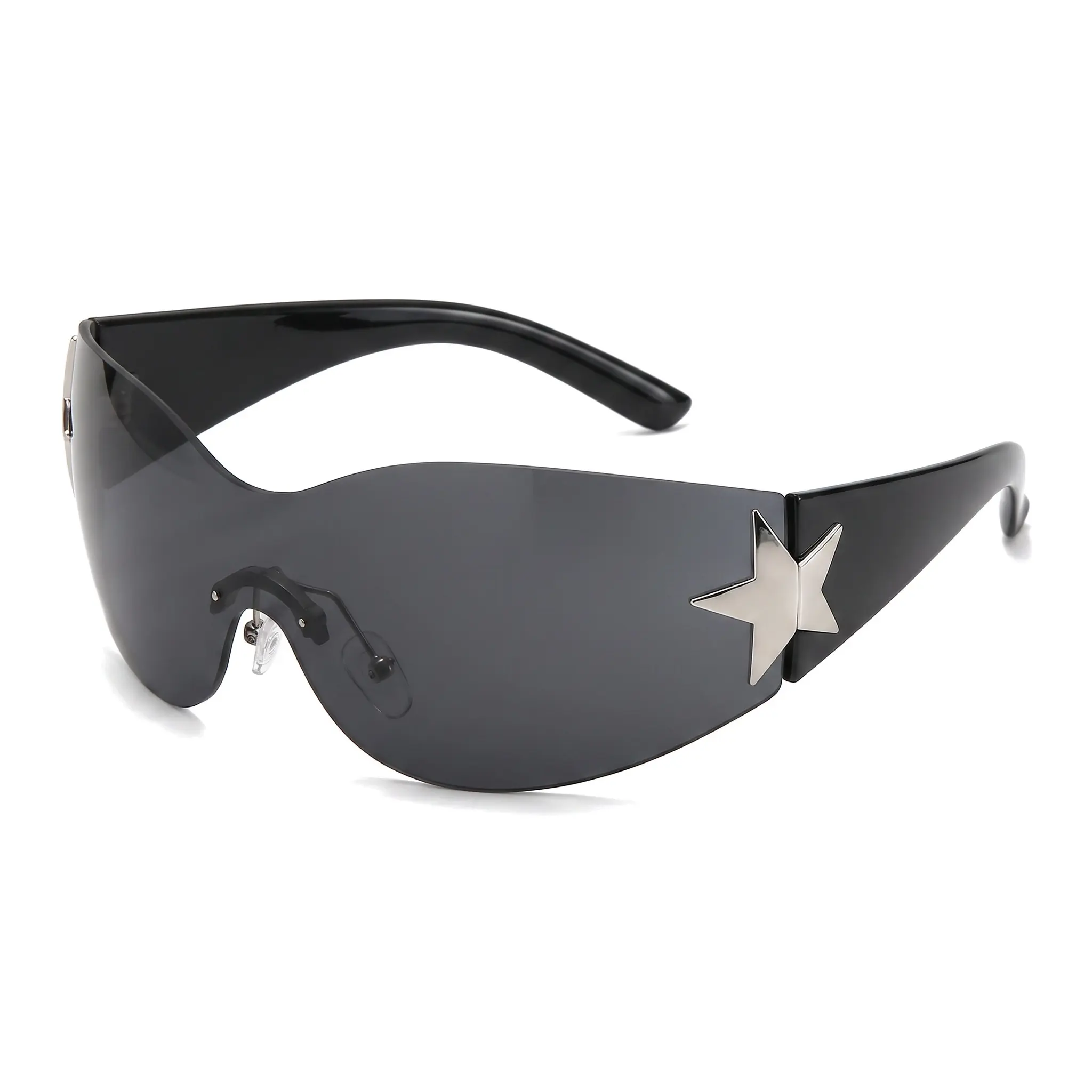 Stand Out With Y2K Star Sunglasses Frameless Pentagram Design Lightweight PC Summer Beach Essential For Men Women Decorative Eyewear