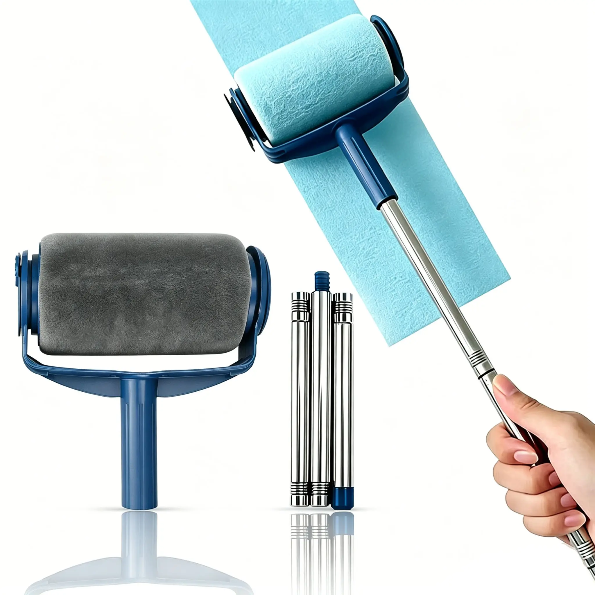 Adjustable Stainless Steel Handle Roller Brush, Long Handle Paint Roller for Walls, Ceilings, Furniture, Home Decoration Tools