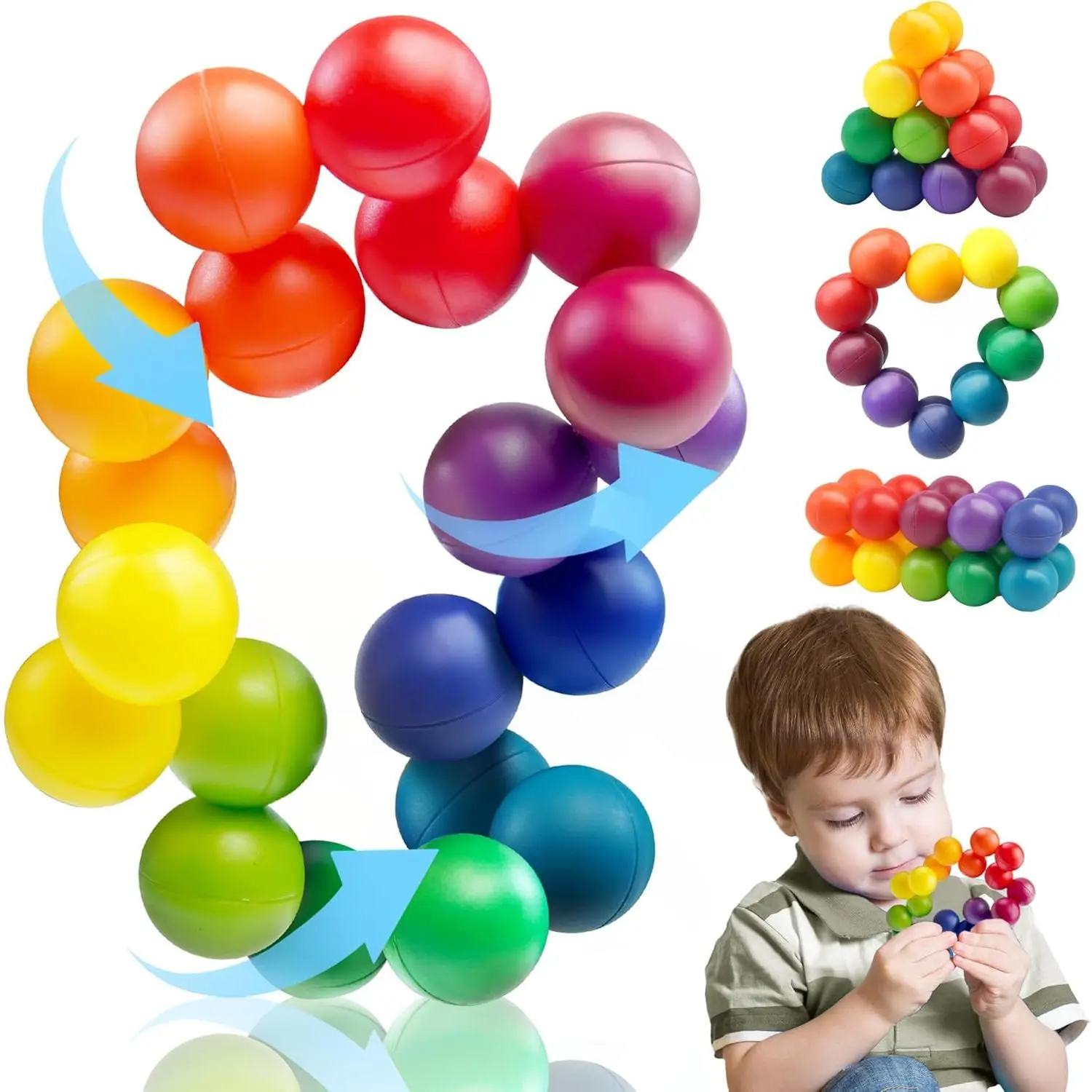 Sensory Autism Balls Toy  Toddler Kids, Airplane Travel Toys  Age 3-5 5-7 3-4 4-8 School Fidget Classroom Autistic Calm Down Treasure Prize Box Dementia Activities Easter Basket Stuffers Gifts