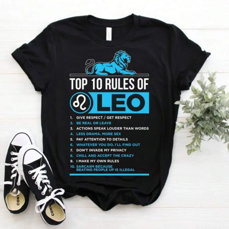 Top 10 Rules Of Leo Lion Facts Traits Horoscope Zodiac Astrological Sign Funny T-Shirt, Born On July 23 - August 22 Gifts, Birthday Present,