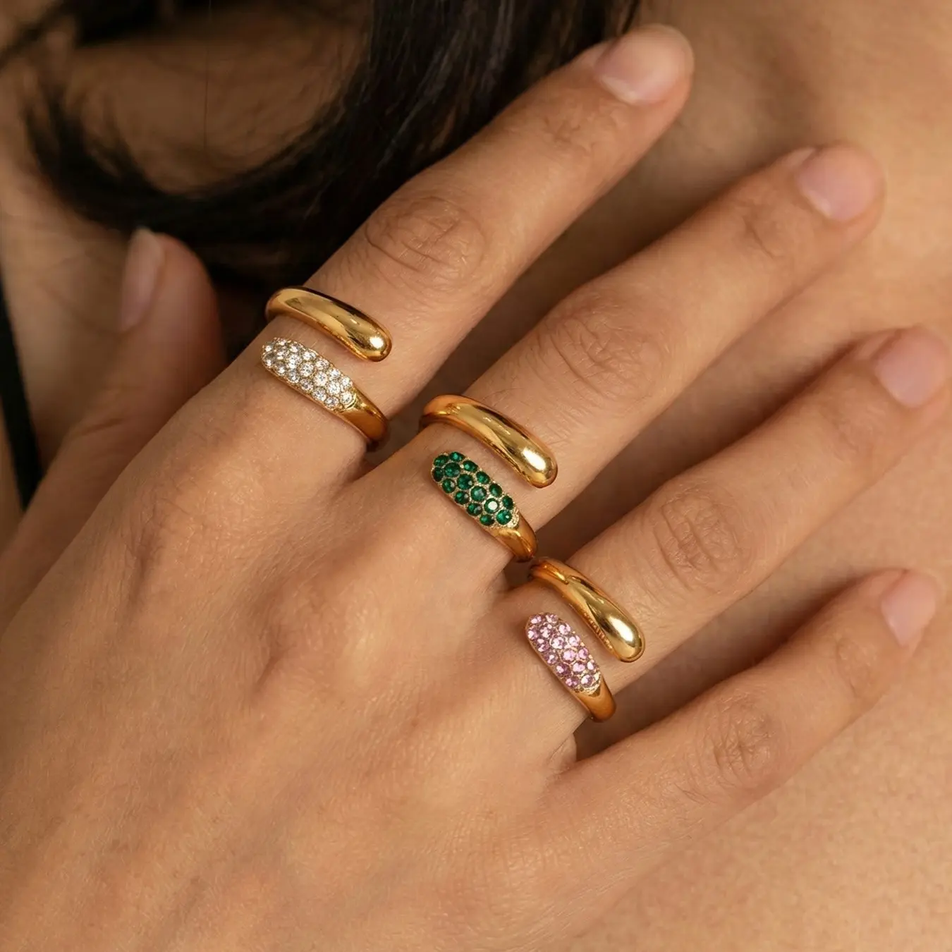 Stainless Steel Cross Geometric Open Ring