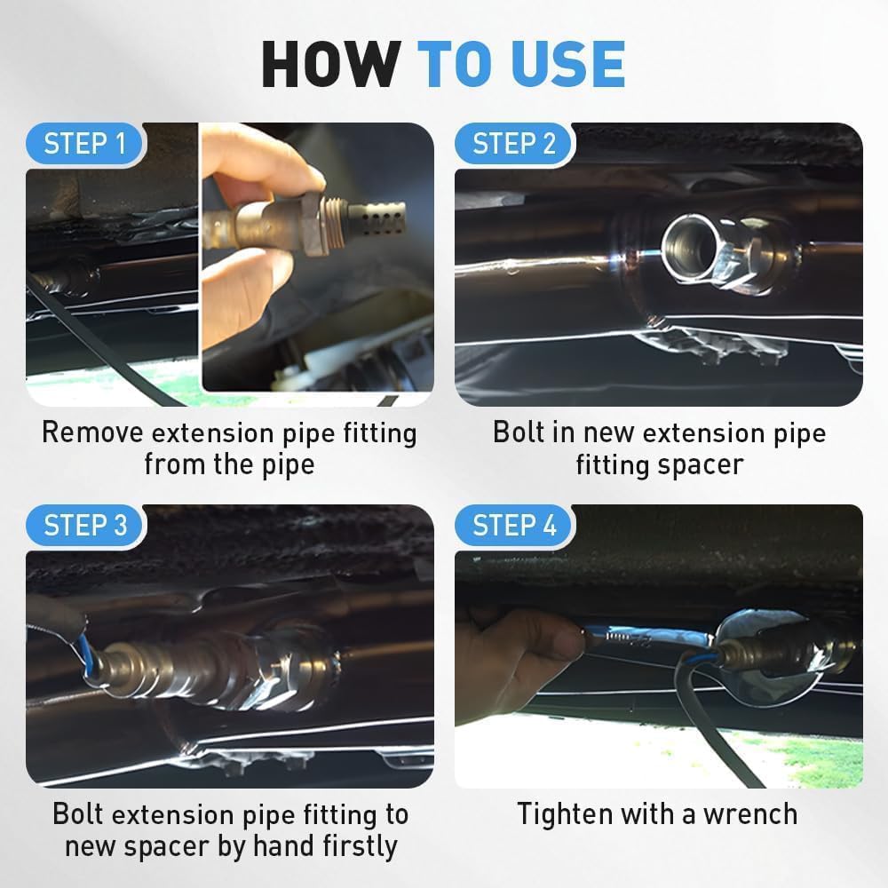 Oxygen Sensor Filter Adapter - New Stainless Steel Extension Pipe Fitting - Car Extension Screw