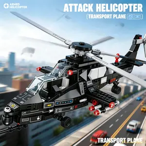 497pcs Military Theme 6-In-1 Helicopter Model Kit, Interlocking Abs Blocks, Educational Assembly Toy, Ideal Gift for Boys Aged 6+