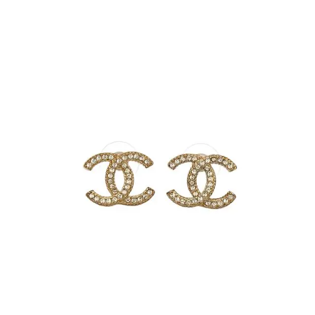 Pre-owned CHANEL Double C Earrings Alloy,RhinestoneP226866672