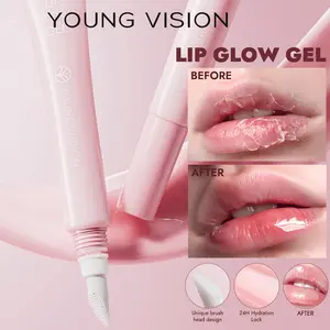 Lip Glow Gel With Unique Toothed Comb Brush, Intensive Hydration & Day-Night Care, 5-Minute Lip Moisturizing, Color Brightening & Dryness/Fine Lines Improvement, High-Shine Finish For Pre-Makeup, Autumn/Winter & Daily Lip Care