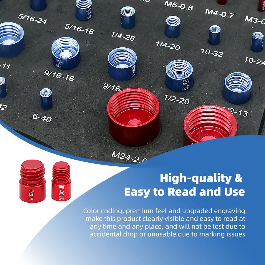 44PCS Nut and Bolt Thread Checker Kit, Thread Checker in Standard and Metric (23 Standard & 21 Metric), Bolt Size Finder Checker Thread Gauge for Quickly Identify