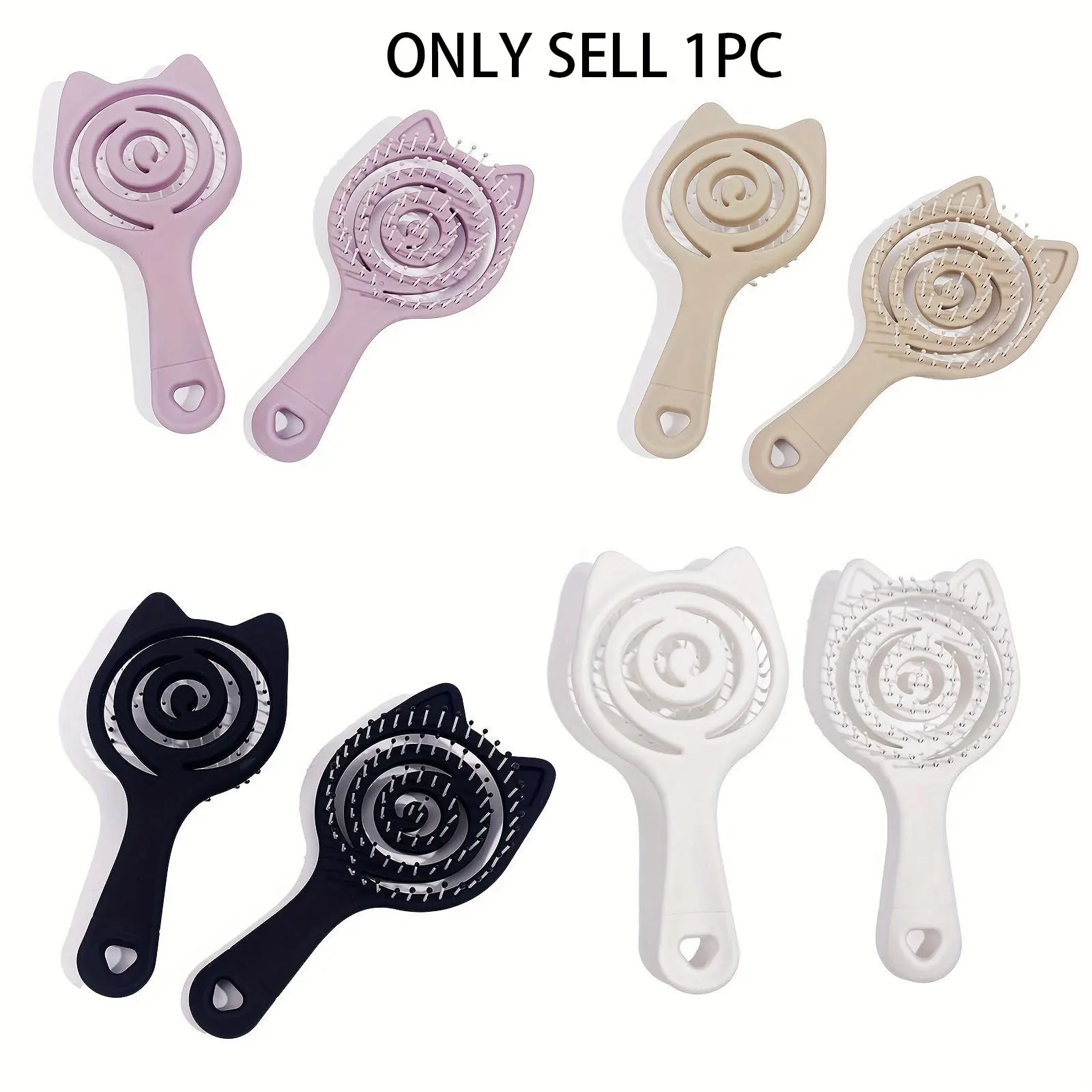 1/20Pcs Mini Cat Shape Detangling Hairbrush, Portable Travel Scalp Massager, Nylon Bristles, ABS Handle, Wet/Dry Use, Hollow Styling Comb, Nylon Hair Brushes, Detangler Brush, Anti Tangle Brush