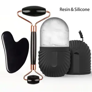 3-in-1 Ice Face Roller Facial Skincare Set, Facial Roller and Gua Sha Face Sculpt Tool Set with Ice Mold Cube, Reusable and Leakproof Skin Care Beauty Equipment for Lifting and Contouring