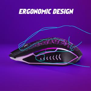 Wireless Gaming Mouse, Rechargeable Wireless Computer Mouse, 7-Color LED Light, Ergonomic Mouse with 6 Silent Click Buttons, 3 Adjustable 2400 DPI Wireless Mouse for Laptop,PC,Mac, Black