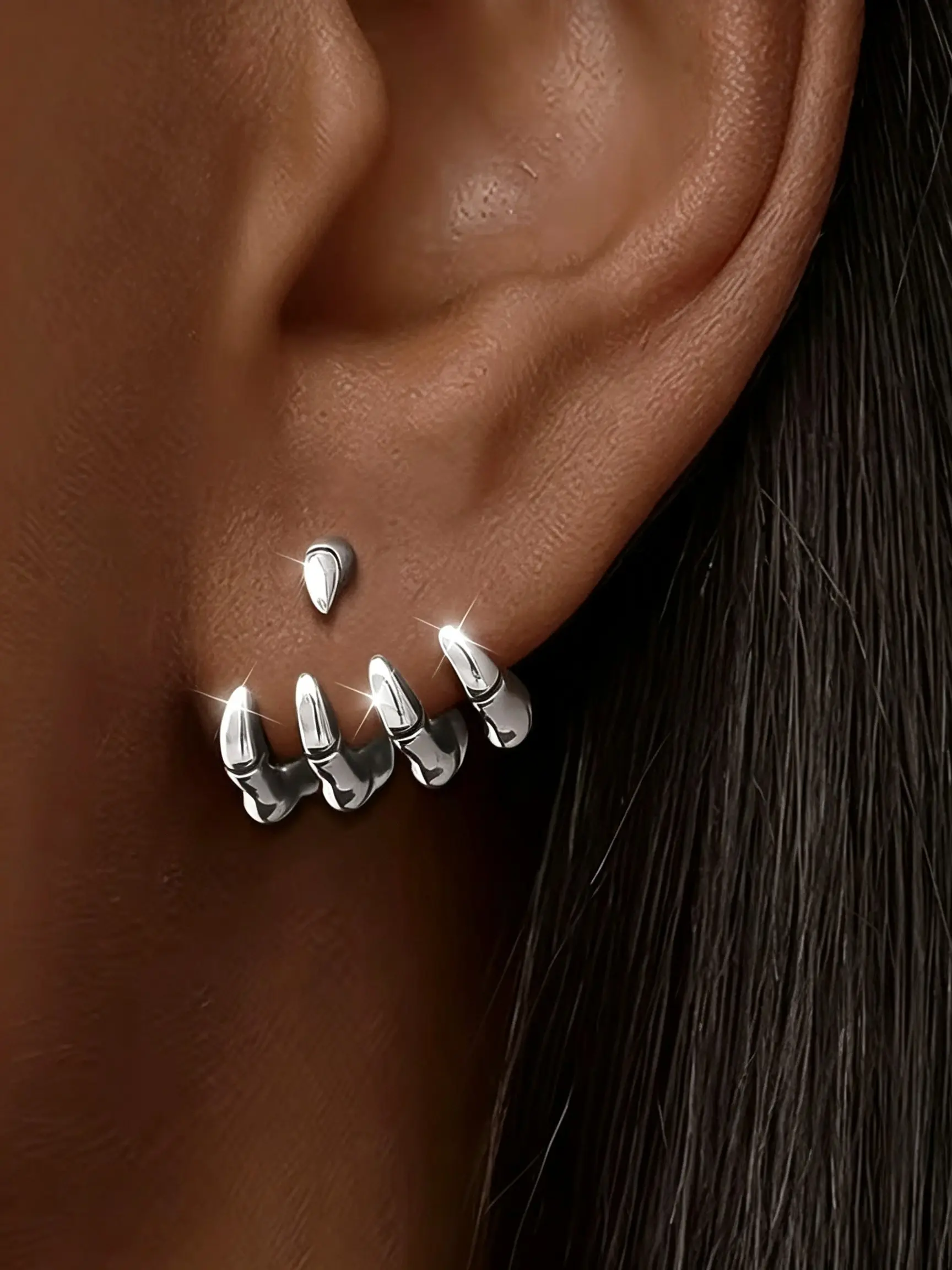 Fashion Women's Earrings, Skull Hand Bone Studs, Hypoallergenic Gothic Halloween Party Jewelry, Elegant Minimalist Design, Perfect Gift