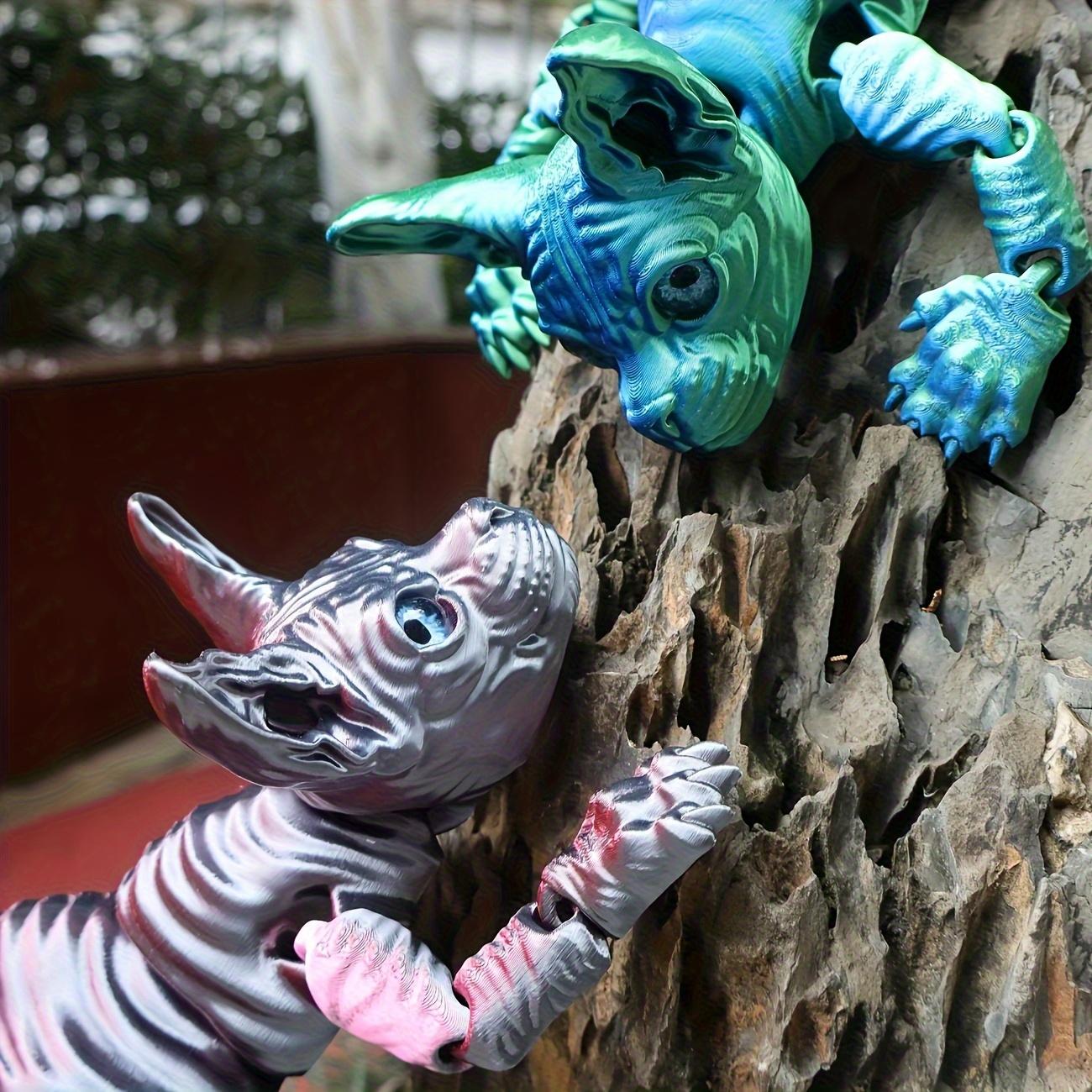 3pcs Large 3D Printed Cat, 19.96 Inches and 9.06 Inches,Hairless Cat ,ADHD, 3D Printed Sphynx  Cats With Flexible Articulated Joints, Stress Relief Toys For Adults, 3D Printed Animals,Perfect boys christmas gifts party decoration gifts men Movable Desktop