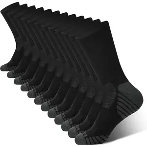 Men's Crew Socks Athletic Running Sports Socks, Cushioned Moisture Wicking, Breathable Arch Support 6 Pack.