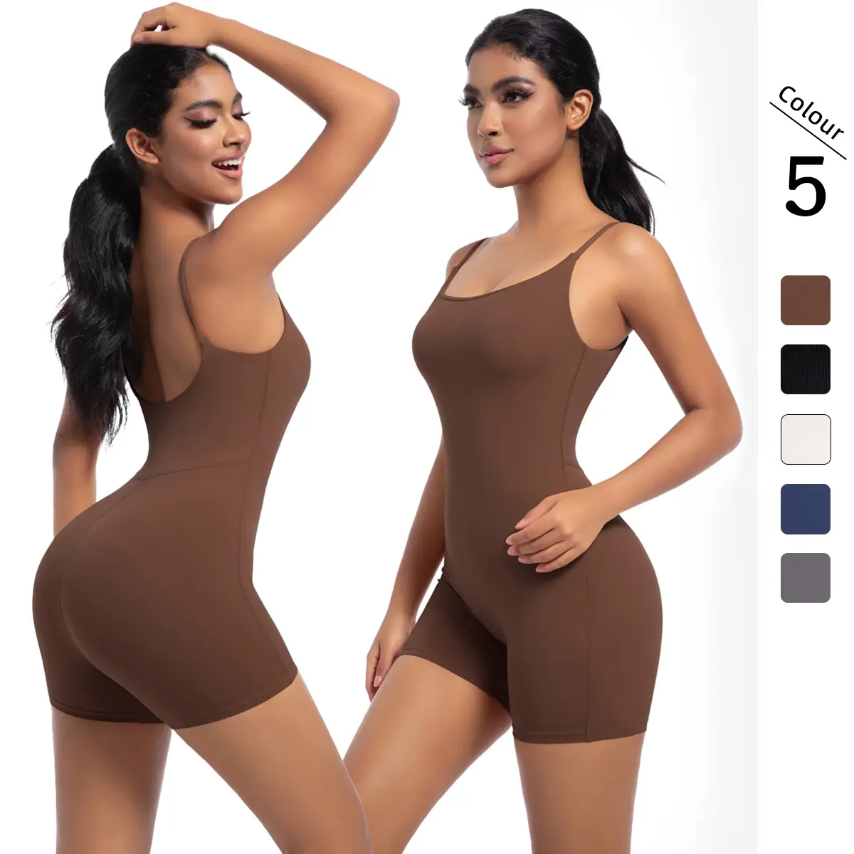 Cami-Strap Yoga Bodysuit - Tight Sports Jumpsuit with Strap Detail for Dance Fitness, Yoga Running