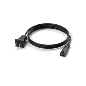 4.9ft 2 Prong Power Cord 18AWG 10A Figure 8 IEC C7 to NEMA 1-15P Replacement Power Supply Cable for Robotic Vacuum Charging Dock & Other Household Electronics
