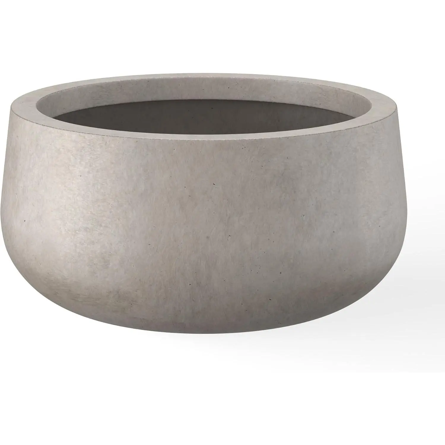 11.8" Dia Round Concrete Planter, Cement Plant Pots with Drainage Hole and Rubber Plug for Outdoor Indoor Garden Home, Modern Curvaceous Design, Weathered Concrete