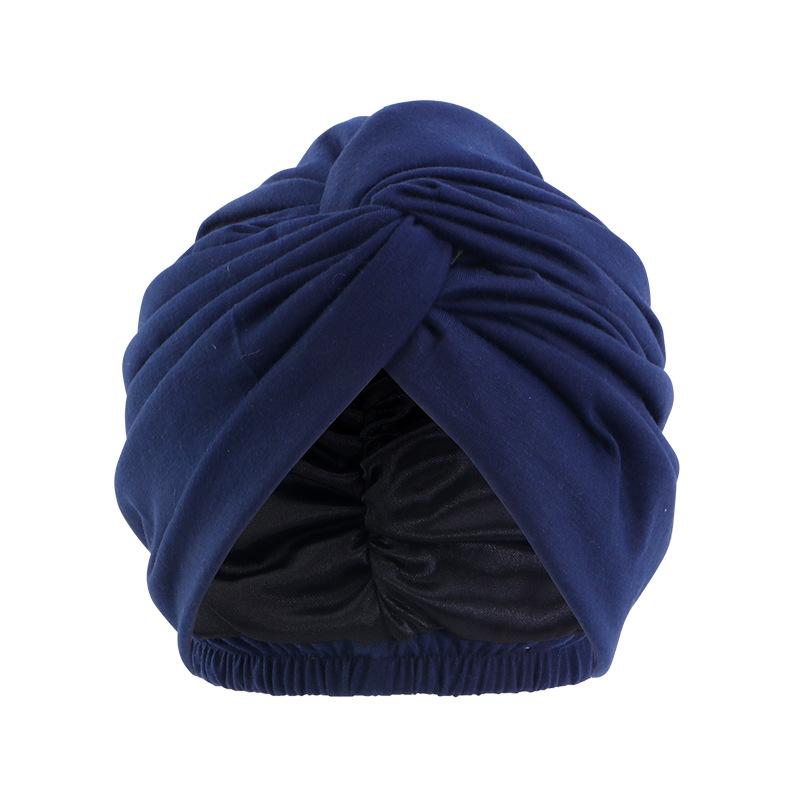 Double Layer Satin Indian Turban, Elastic Cross Twist Chemo Head Wrap