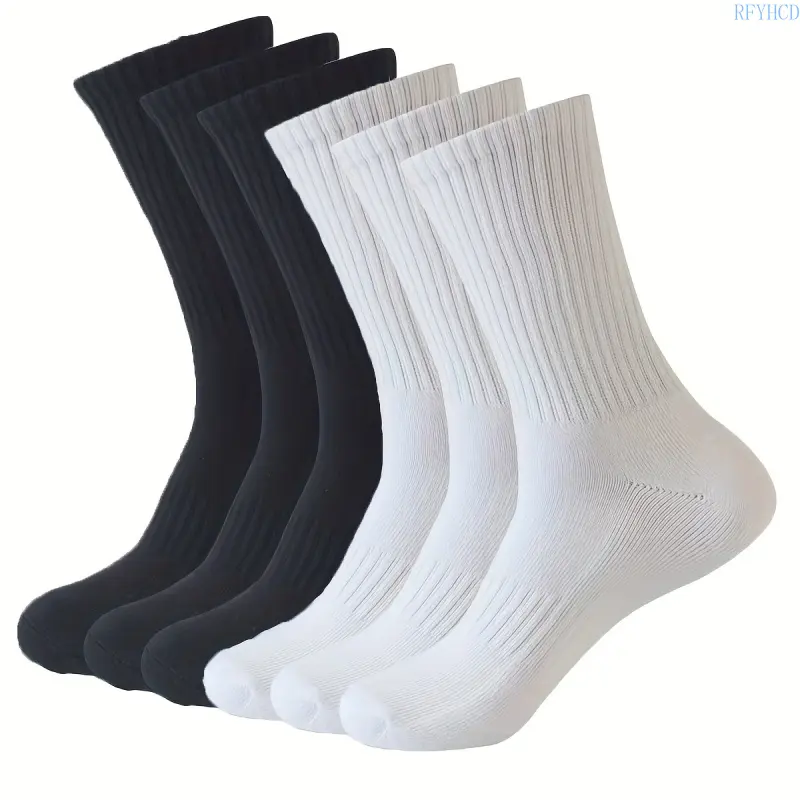 3/6 Pairs Unisex Knee High Athletic Socks, Sweat Wicking Breathable Elastic Snug Fit Long Sports Socks, Wear Resistant Compression Socks for Basketball Running Hiking Outdoor Workout Casual Wear