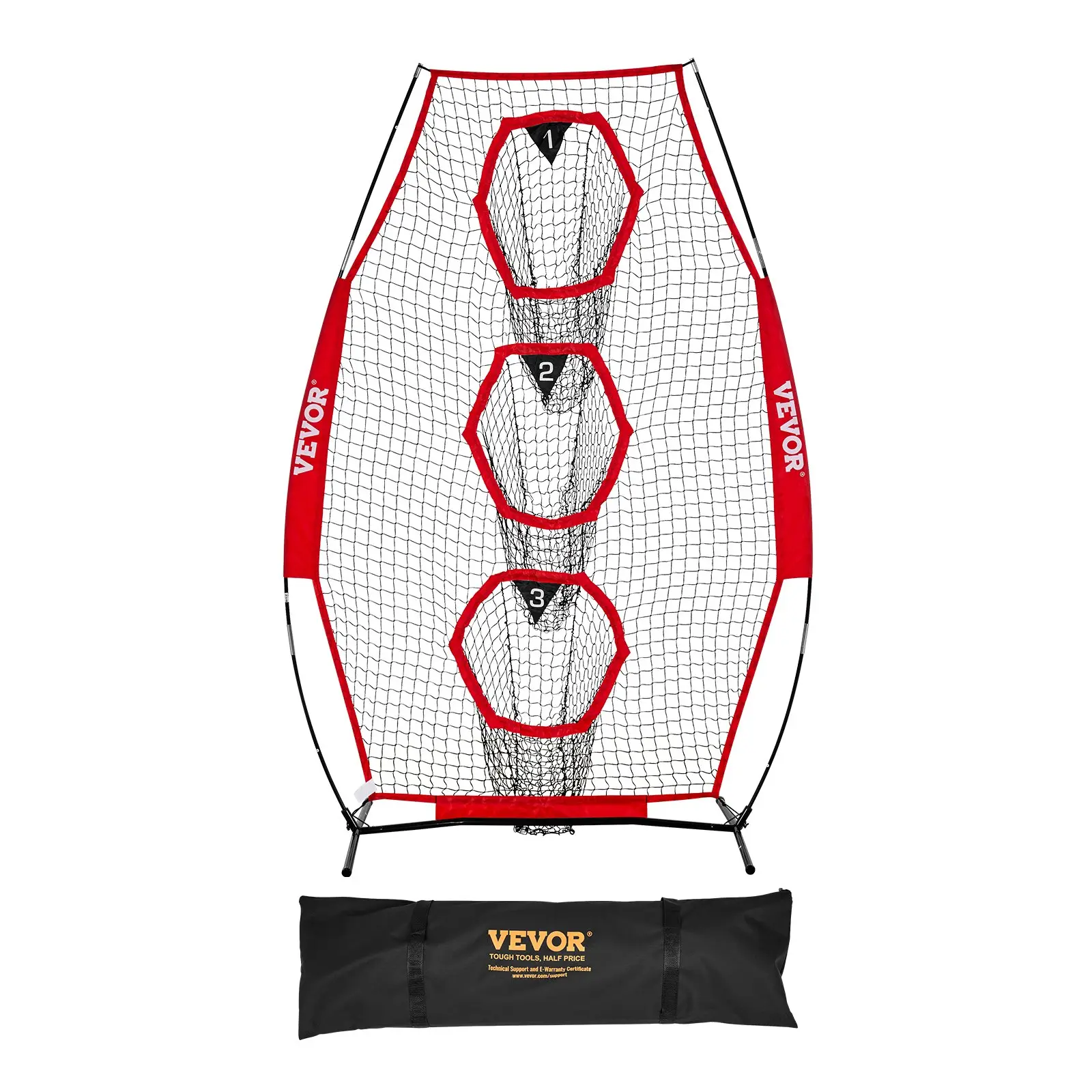 VEVOR 8x 4 inch Football Trainer Throwing Net, Training Throwing Target Practice Net with 5 Target Pockets, Knotless Net Includes Straps and Portable Carry Case, Improve QB Throwing Accuracy, Red