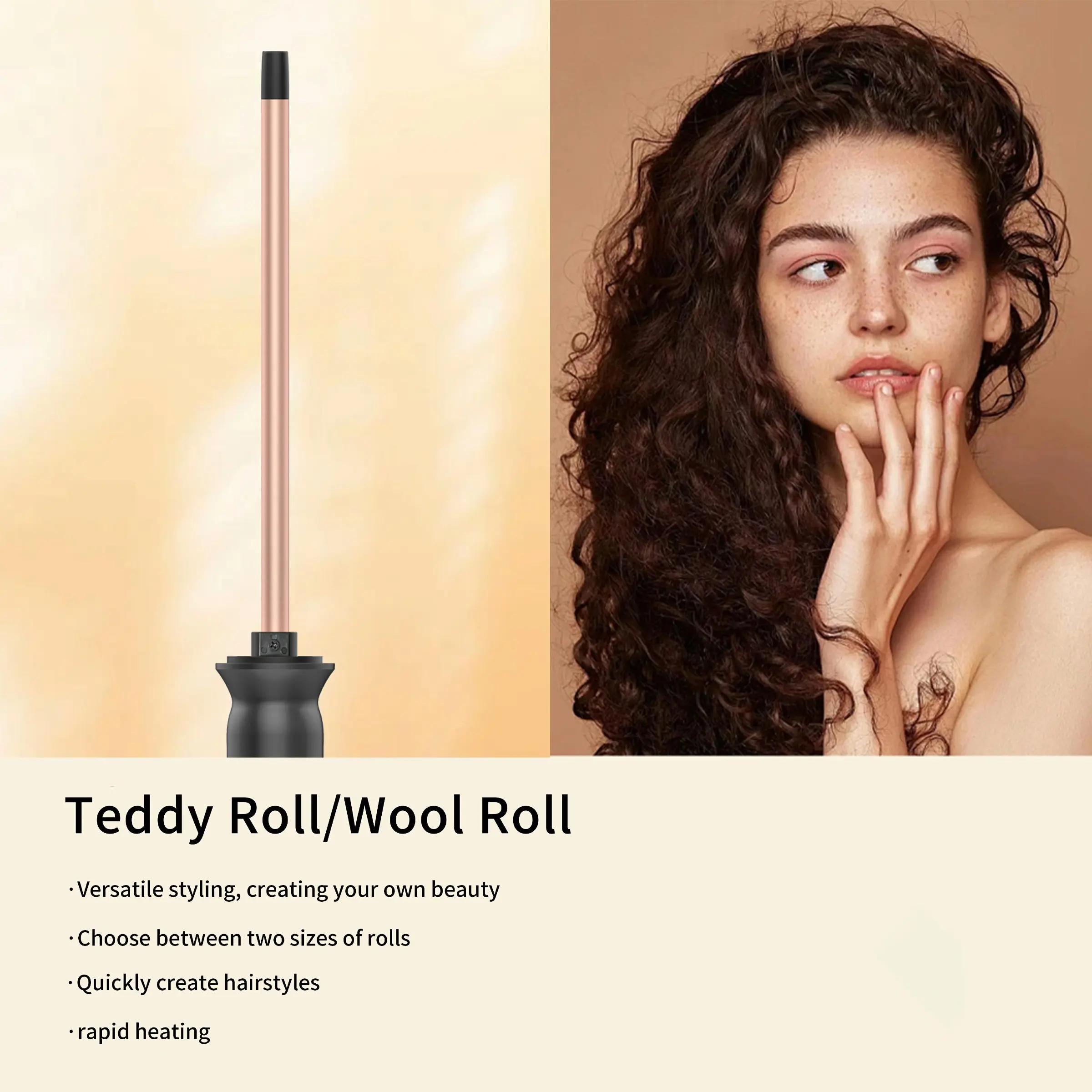 Us Plug Ultra-Fine Ceramic Curling Iron Wand 0.35/0.51 Inch Curling Wands Salon Heat Tool Hair Styling Tools, Fast Heating Dual Speed Control, Resistance Heating