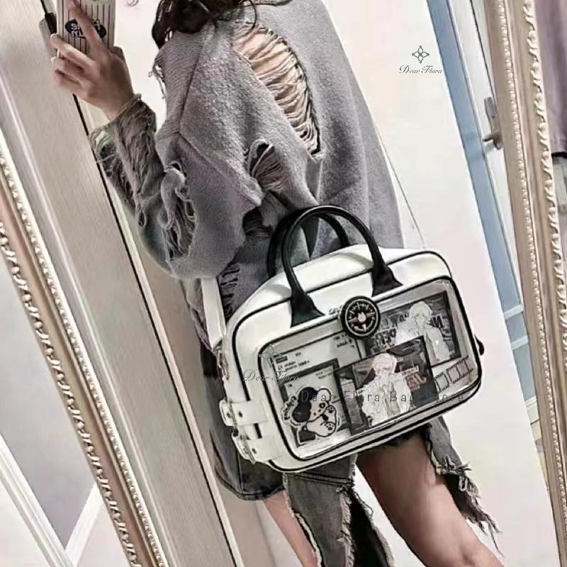Y2K Cute Lolita Ita Bag Kawaii Girls Transparent Messenger Bag Large Capacity Shoulder Crossbody Bag DIY Display Casual Handbags