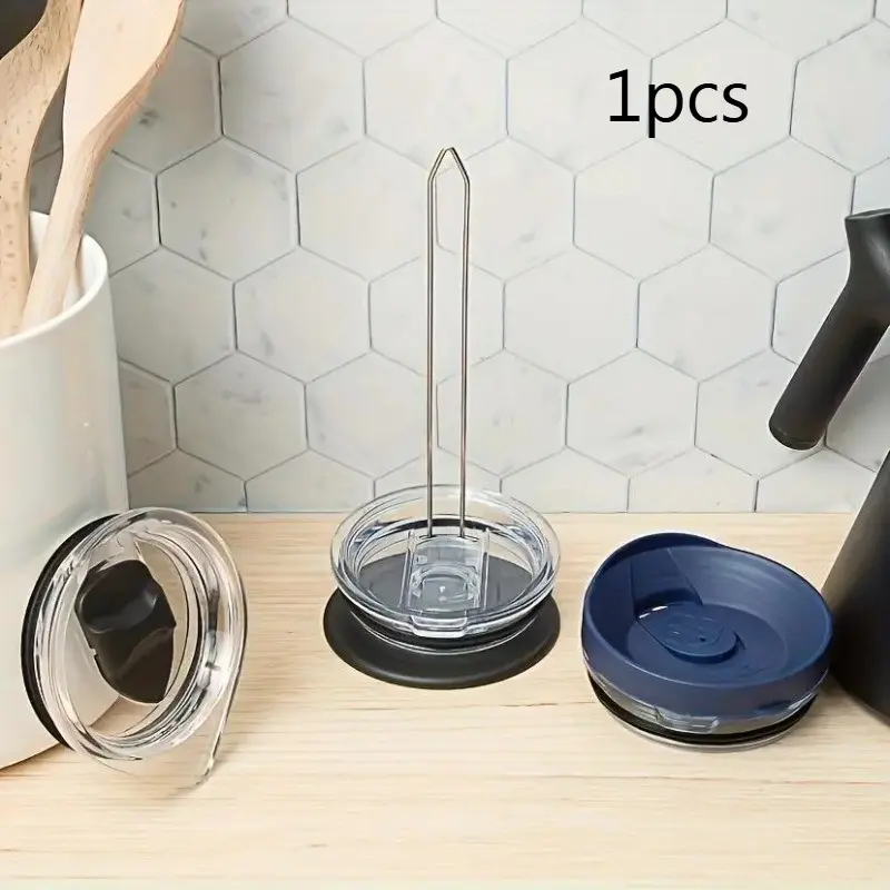 Cup Lid Storage Rack, 1 Count Space Saving Vertical Cup Lid Organizer, Kitchen Cabinet Countertop Storage Organizer for Home Office Dormitory