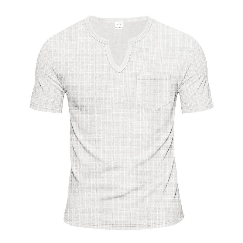 Summer Men's Imitation Hemp Bamboo Joint Loose Breathable Casual V-neck Quick-drying Short-sleeved T-shirt