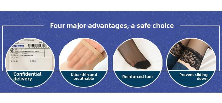 Summer non-slip lace silicone long socks, ultra-thin over-the-knee stockings, thigh-high black invisible socks wholesale