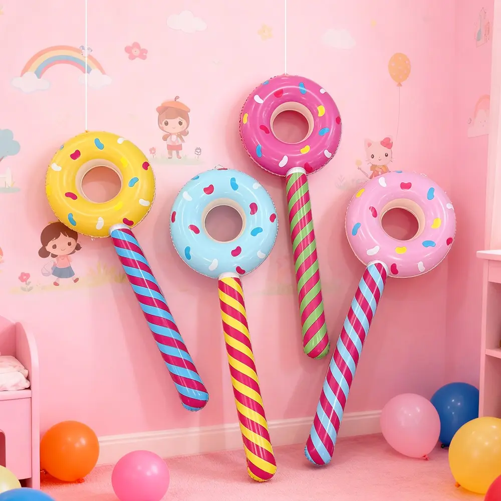 Donut Shape Inflatable Lollipops Decor, Thick Durable PVC, Reusable Foldable, Perfect for Outdoor Festivals, Parties, Events
