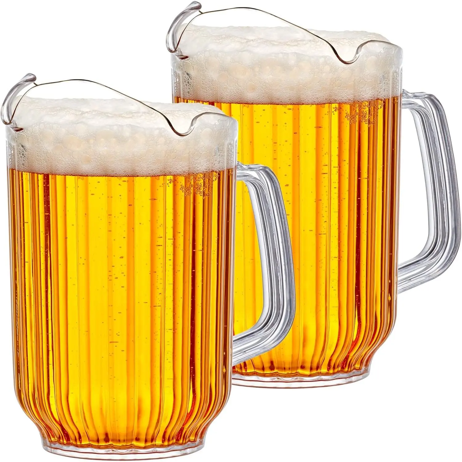 2-piece set of unbreakable plastic beer dispenser (60 ounces), equipped with 3 dispensing spouts, restaurant-grade polycarbonate beverage dispenser, dishwasher safe, ideal for beer, sangria, and other beverages