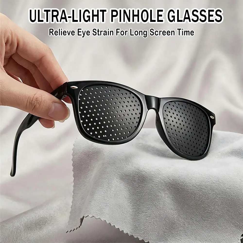 Pinhole Glasses for Vision Correction, Black Rivet Frame Eyesight Improvement Pin Hole Glasses for Myopia Astigmatism