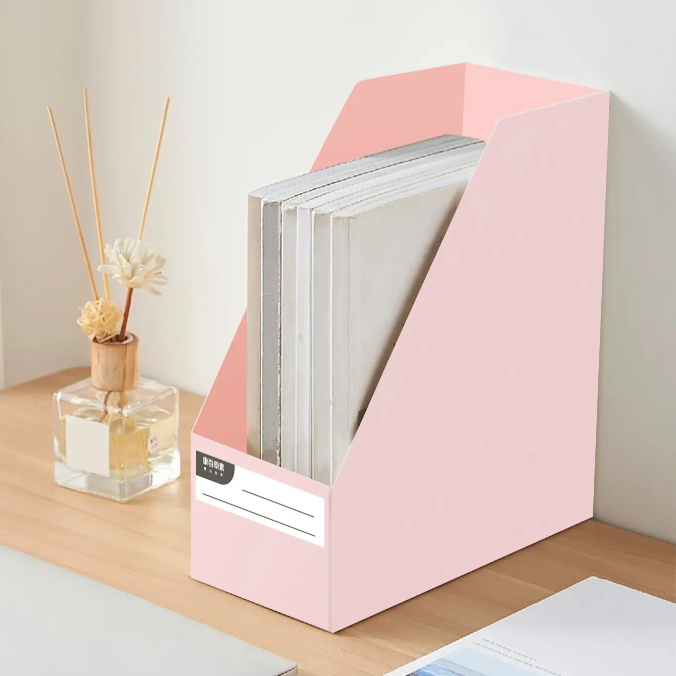 Multi-Color File Organizer Box, Large Capacity Desktop File Rack, Minimalist Design with Label Slots, Durable Space-Saving Storage Box
