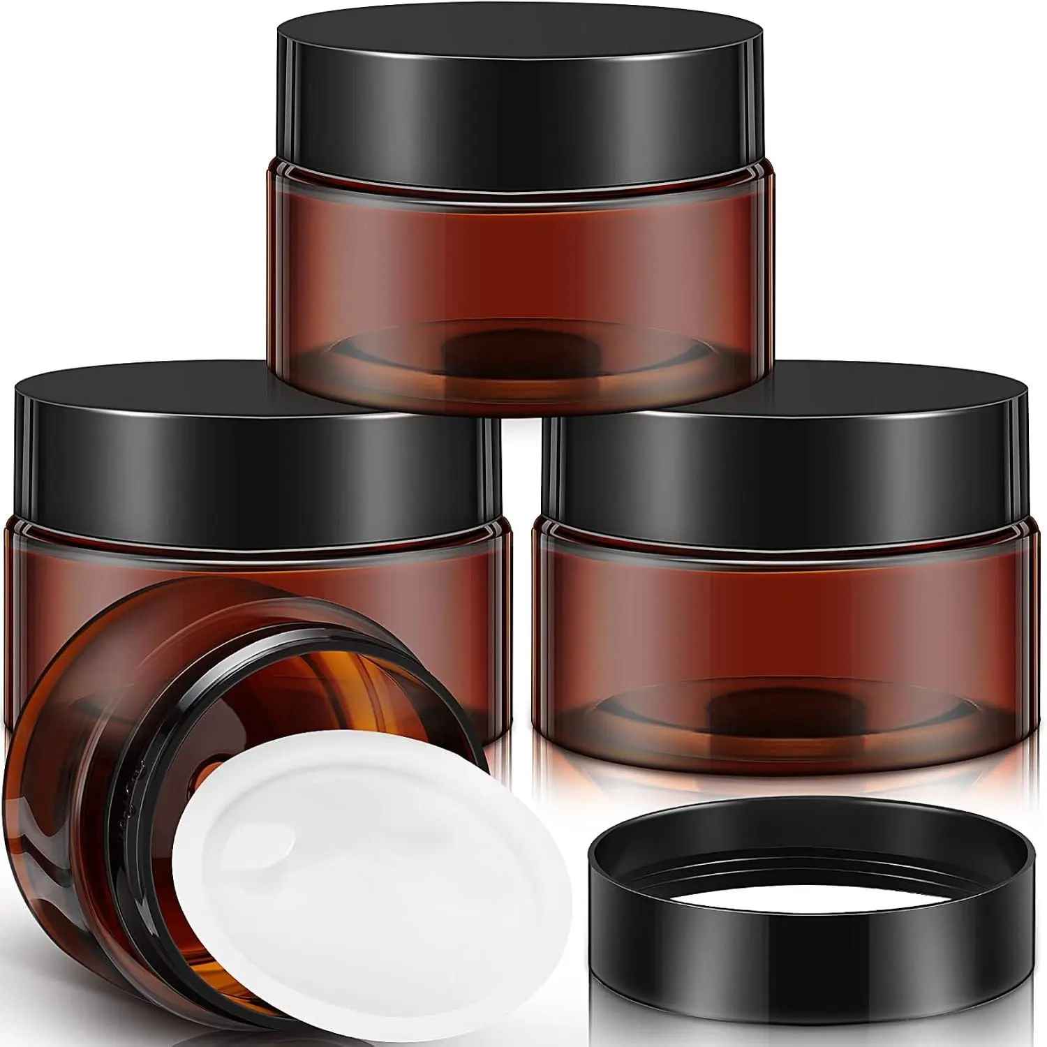 4 Pack  Glass Jars with , 1 oz Thick  Round Glass Jars for Travel Storage Makeup Beauty Products , Leakproof and Dishwasher Safe