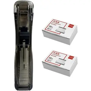 Portable Stapler with Clam Clip Dispenser and Refill Clips Compact Push Stapler Office Desk School Documents and Travel Lightweight 4.52In Plastic and Iron Construction