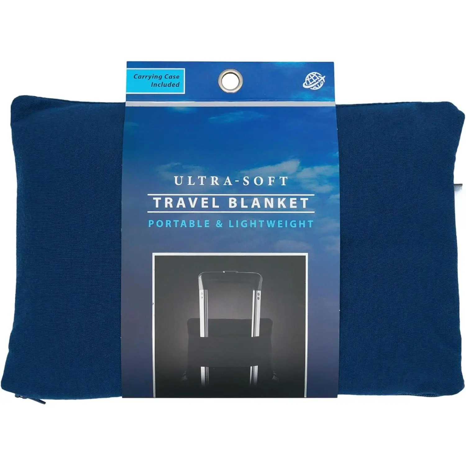 Travel Blanket - 2-in-1 Super Soft Fleece Lightweight Throw Blanket with Carrying Pouch, Airplane &  Travel Essentials, Blue Foot Pocket |  Pouch Keeps You Cozy and Prevents Slipping  Long Trips, Folds Into Its Own Sack for Planes,  or Camping