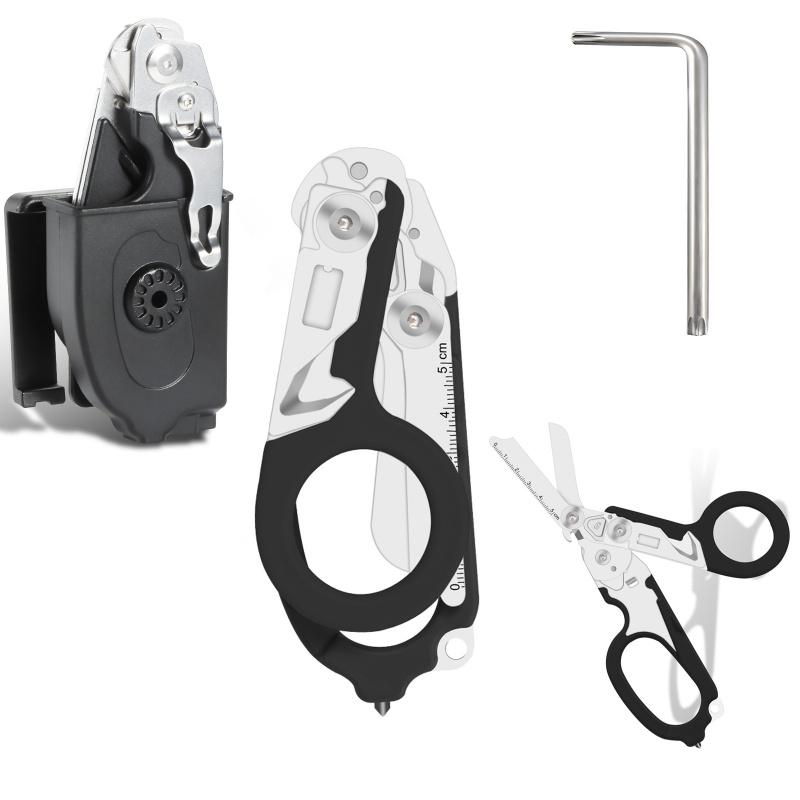 8in1 Outdoor Tactical Scissors, Upgraded EDC Multifunctional Folding Scissors, Medical Emergency Multipurpose Scissors for Outdoor Camping Hiking Home, Hand Tool, Army Green